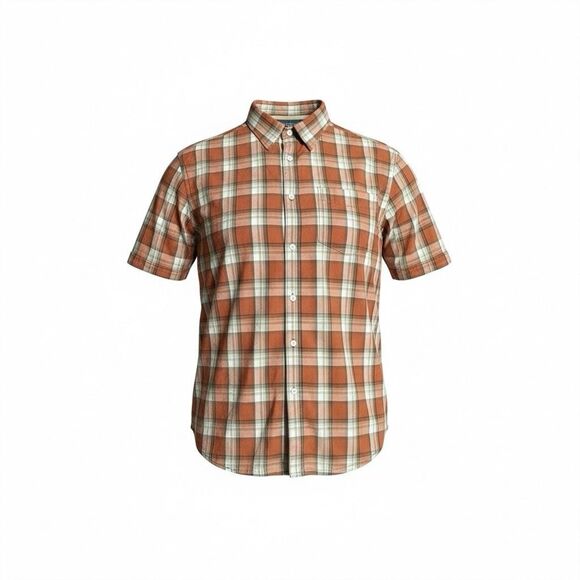 Arrow Blue Jean Co. Shirt Mens XXL Rust Plaid Short Sleeve Button Up Cotton - Picture 2 of 12